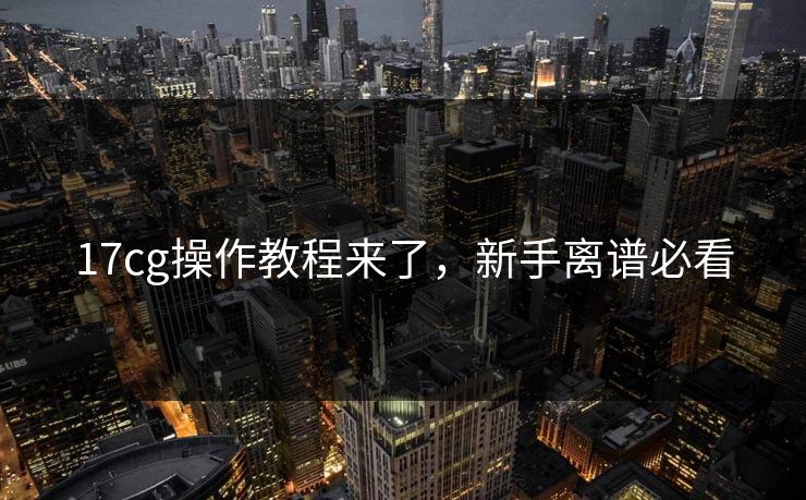 17cg操作教程来了，新手离谱必看