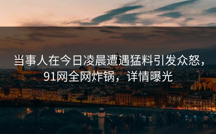 当事人在今日凌晨遭遇猛料引发众怒，91网全网炸锅，详情曝光  第1张