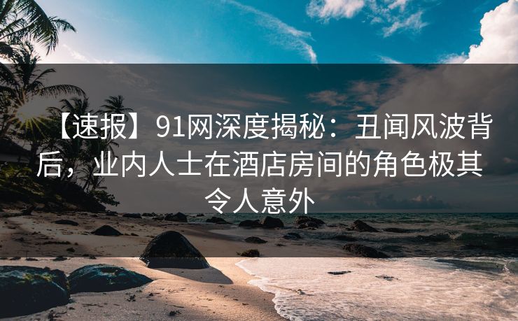 【速报】91网深度揭秘：丑闻风波背后，业内人士在酒店房间的角色极其令人意外  第1张