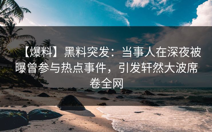 【爆料】黑料突发：当事人在深夜被曝曾参与热点事件，引发轩然大波席卷全网