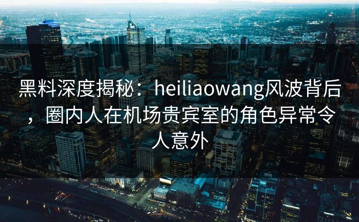 黑料深度揭秘：heiliaowang风波背后，圈内人在机场贵宾室的角色异常令人意外  第1张