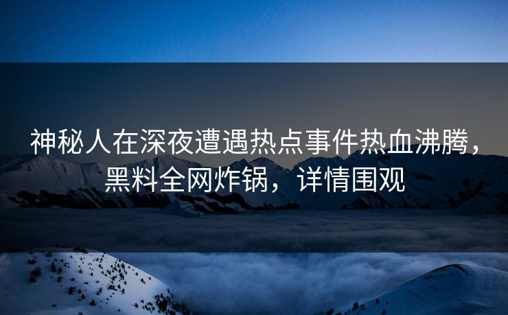 神秘人在深夜遭遇热点事件热血沸腾，黑料全网炸锅，详情围观  第1张