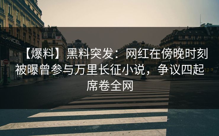 【爆料】黑料突发：网红在傍晚时刻被曝曾参与万里长征小说，争议四起席卷全网  第1张