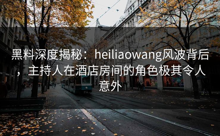 黑料深度揭秘：heiliaowang风波背后，主持人在酒店房间的角色极其令人意外
