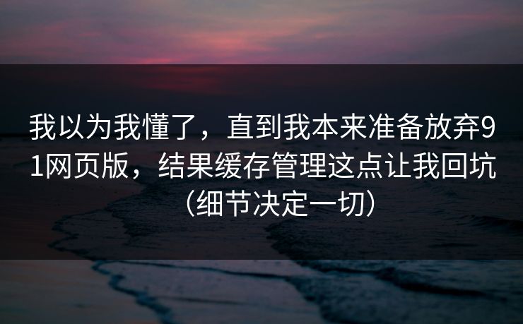 我以为我懂了,直到我本来准备放弃91网页版,结果缓存管理这点让我回坑(细节决定一切) 我以为我懂了,直到我本来准备放弃91网页版,结果缓存管理这点让我回坑(细节决定一切)