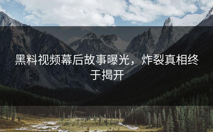 黑料视频幕后故事曝光，炸裂真相终于揭开