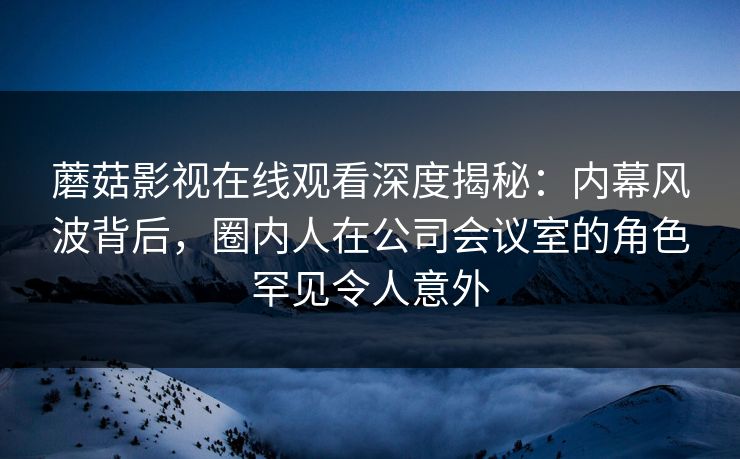 蘑菇影视在线观看深度揭秘：内幕风波背后，圈内人在公司会议室的角色罕见令人意外