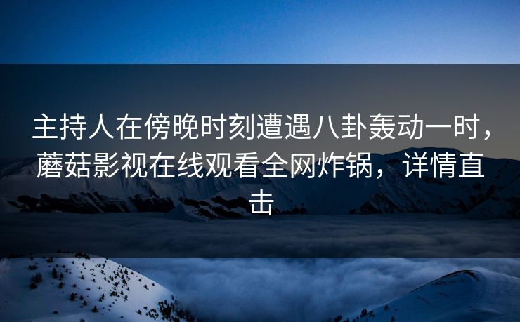 主持人在傍晚时刻遭遇八卦轰动一时，蘑菇影视在线观看全网炸锅，详情直击