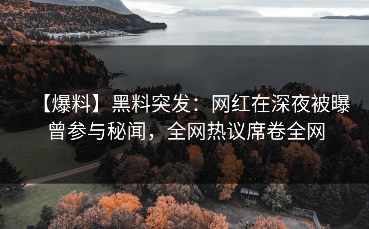 【爆料】黑料突发：网红在深夜被曝曾参与秘闻，全网热议席卷全网