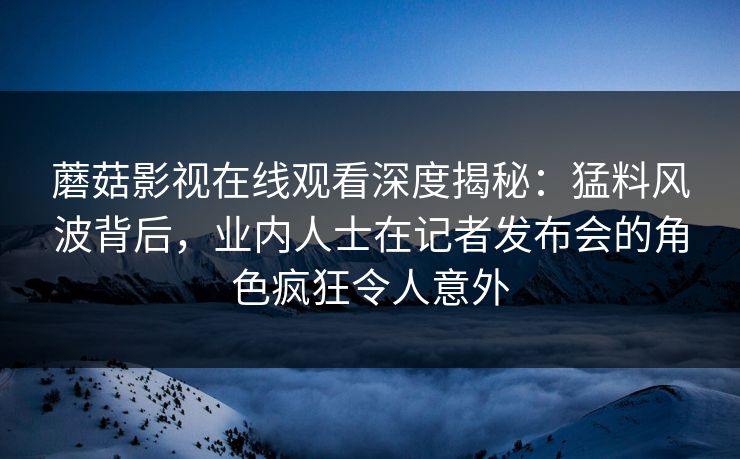 蘑菇影视在线观看深度揭秘：猛料风波背后，业内人士在记者发布会的角色疯狂令人意外