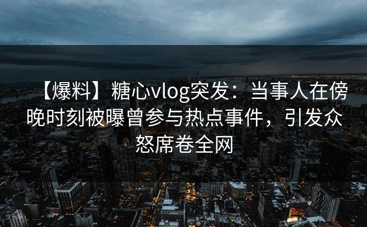 【爆料】糖心vlog突发：当事人在傍晚时刻被曝曾参与热点事件，引发众怒席卷全网