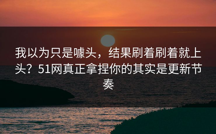 我以为只是噱头,结果刷着刷着就上头?51网真正拿捏你的其实是更新节奏